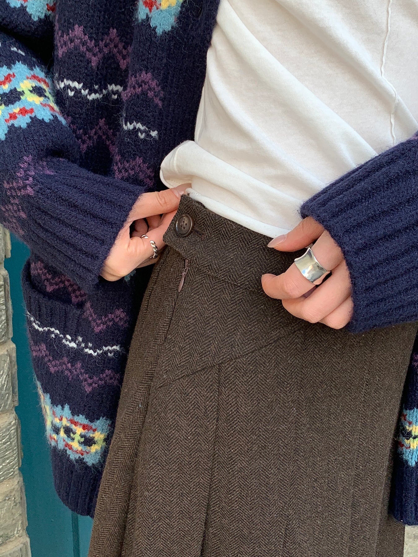 RAINYツイード花柄プリーツスカート