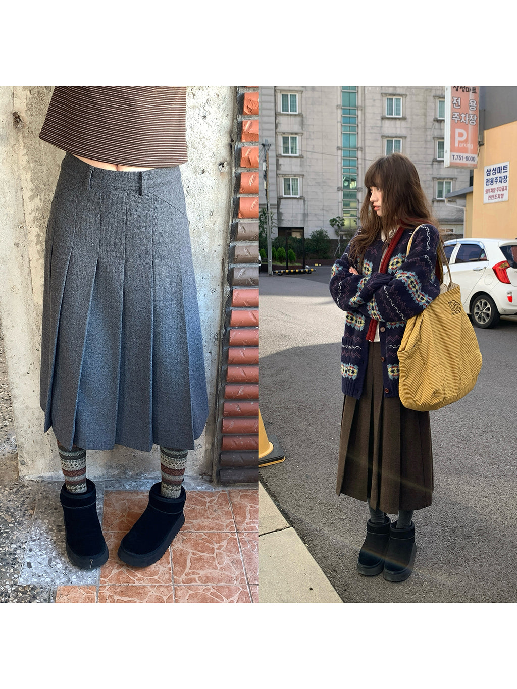 RAINYツイード花柄プリーツスカート