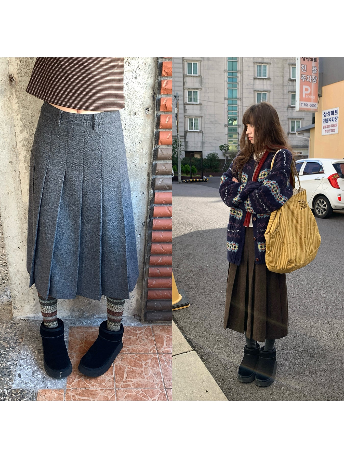 RAINYツイード花柄プリーツスカート