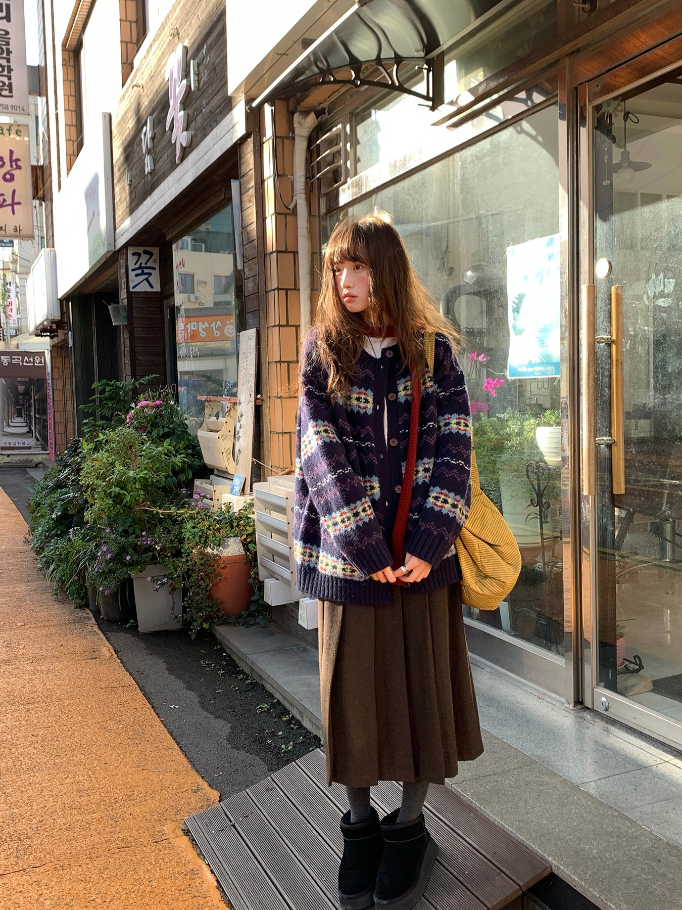 RAINYツイード花柄プリーツスカート