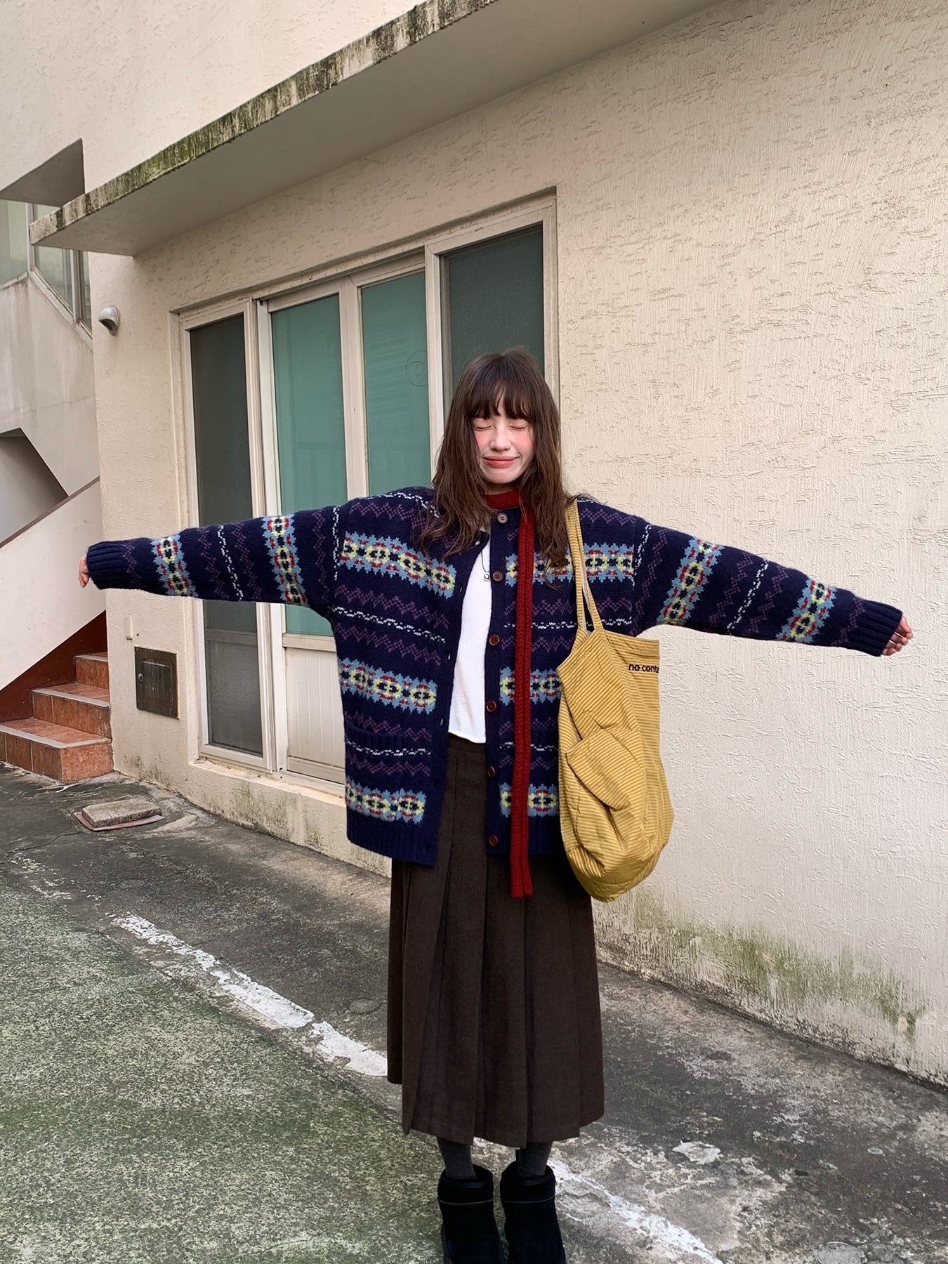 RAINYツイード花柄プリーツスカート