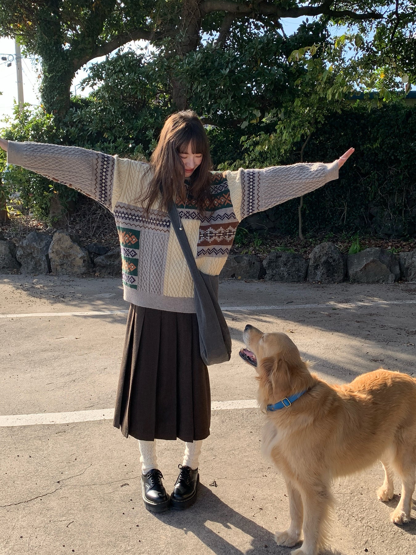 RAINYツイード花柄プリーツスカート