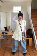 RAINY レトロで可愛い花柄半袖切り替えワンピース26SC23590Y