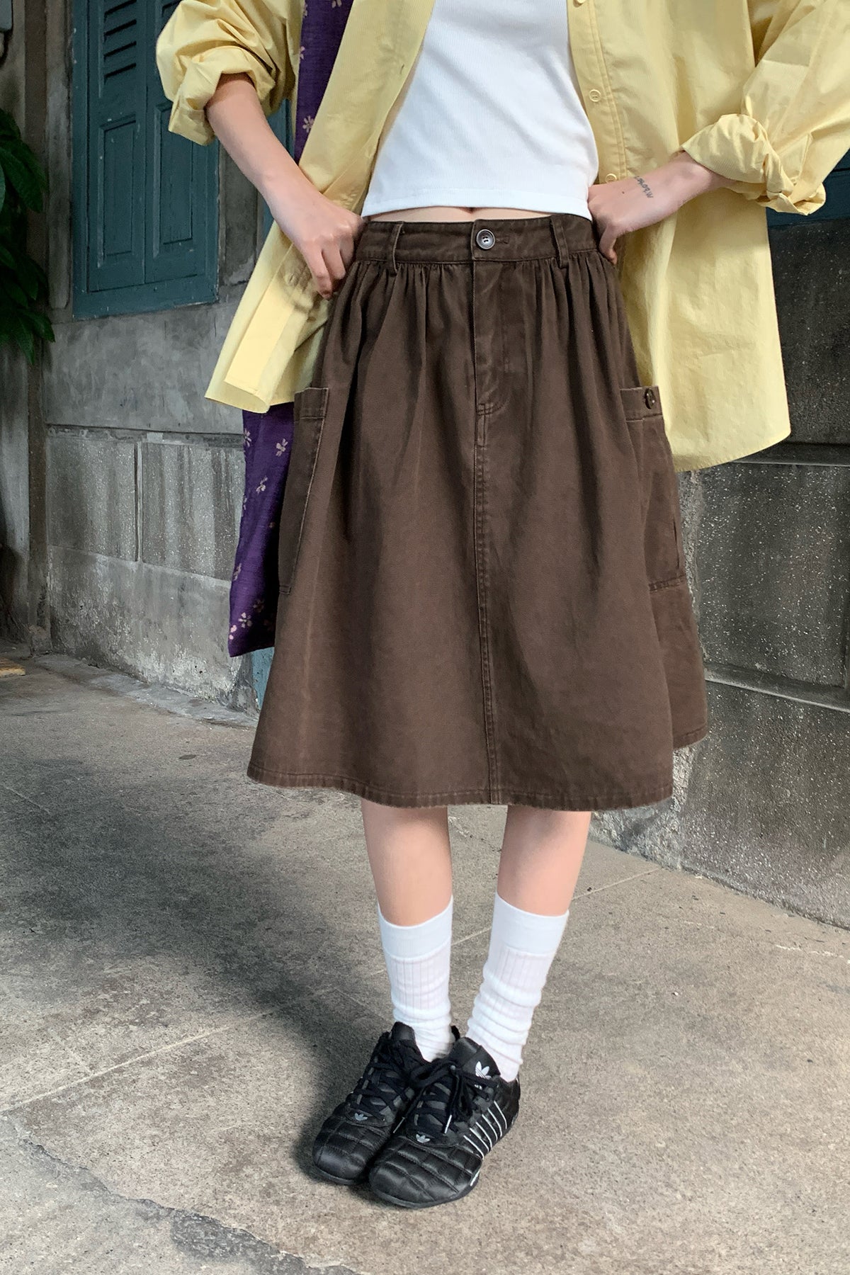 RAINY レトロなウォッシュ加工で古着風スカートを作る 春秋向け レディース 26SC13682Y