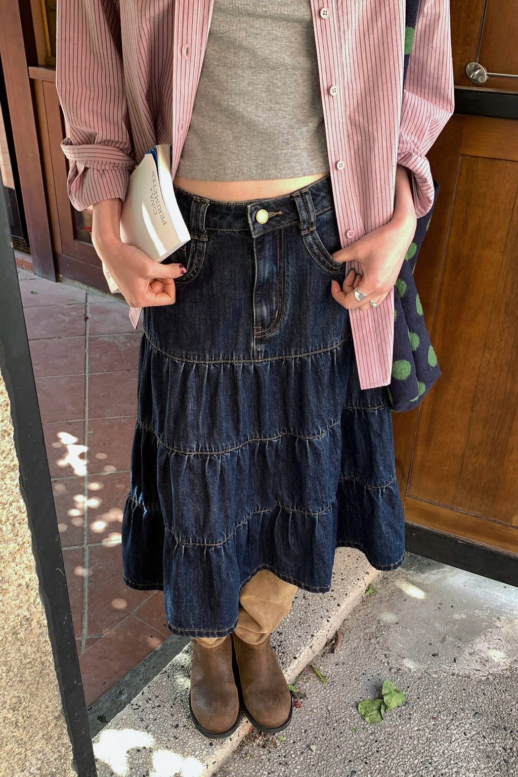 RAINY レトロウォッシュ加工のデニムハーフスカート アンブレラスカート 26SC13618X