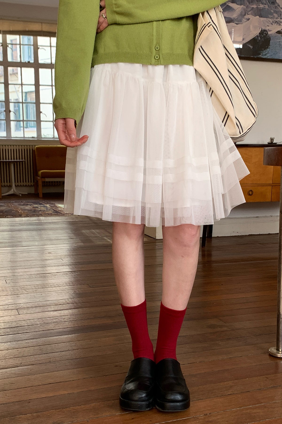 RAINY韓流Aライン少女感チュールおぼろショートスカート 26SC13638J