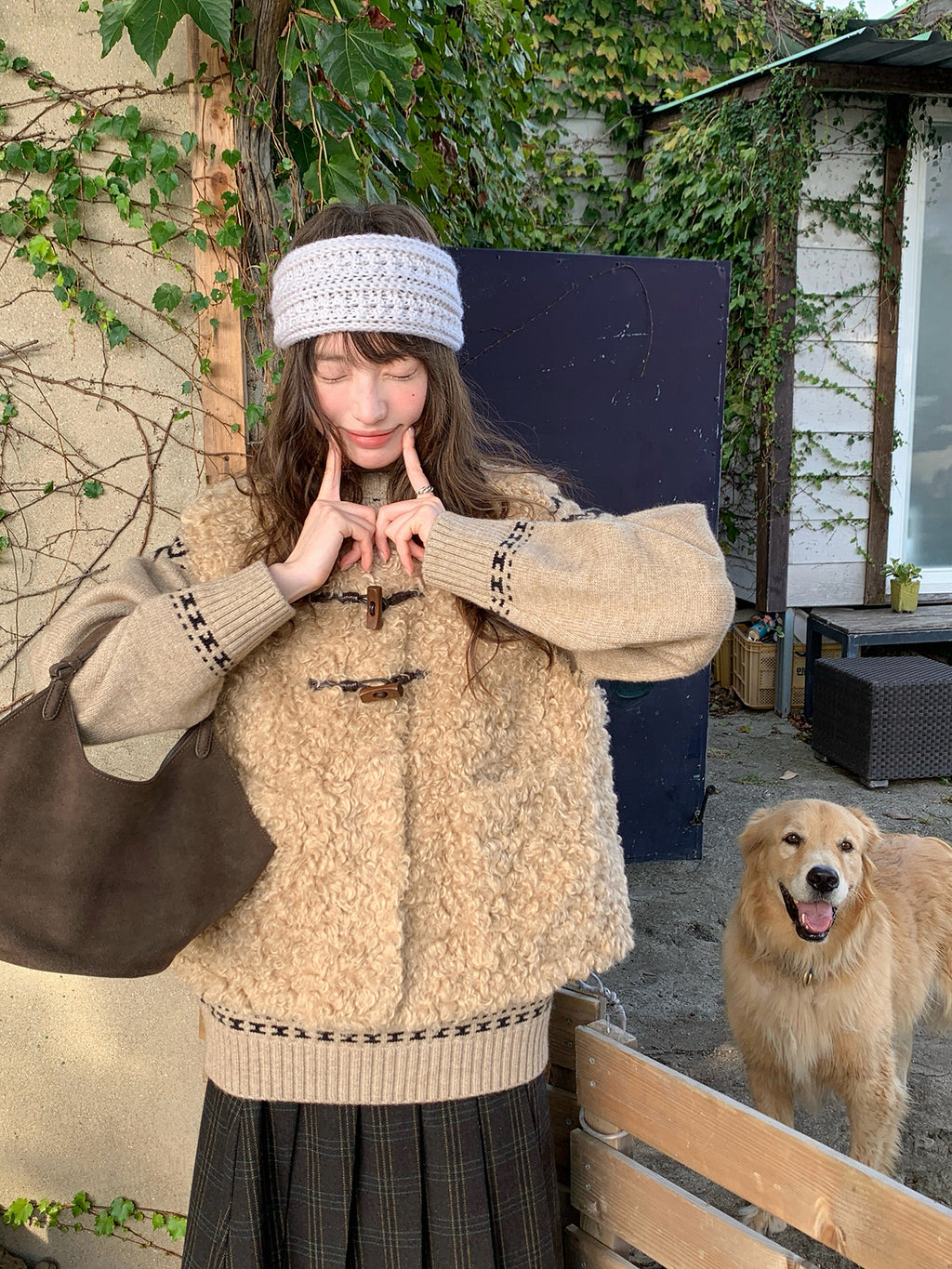 RAINY牛角ボタンベストゆったり重ね着ショート丈コート