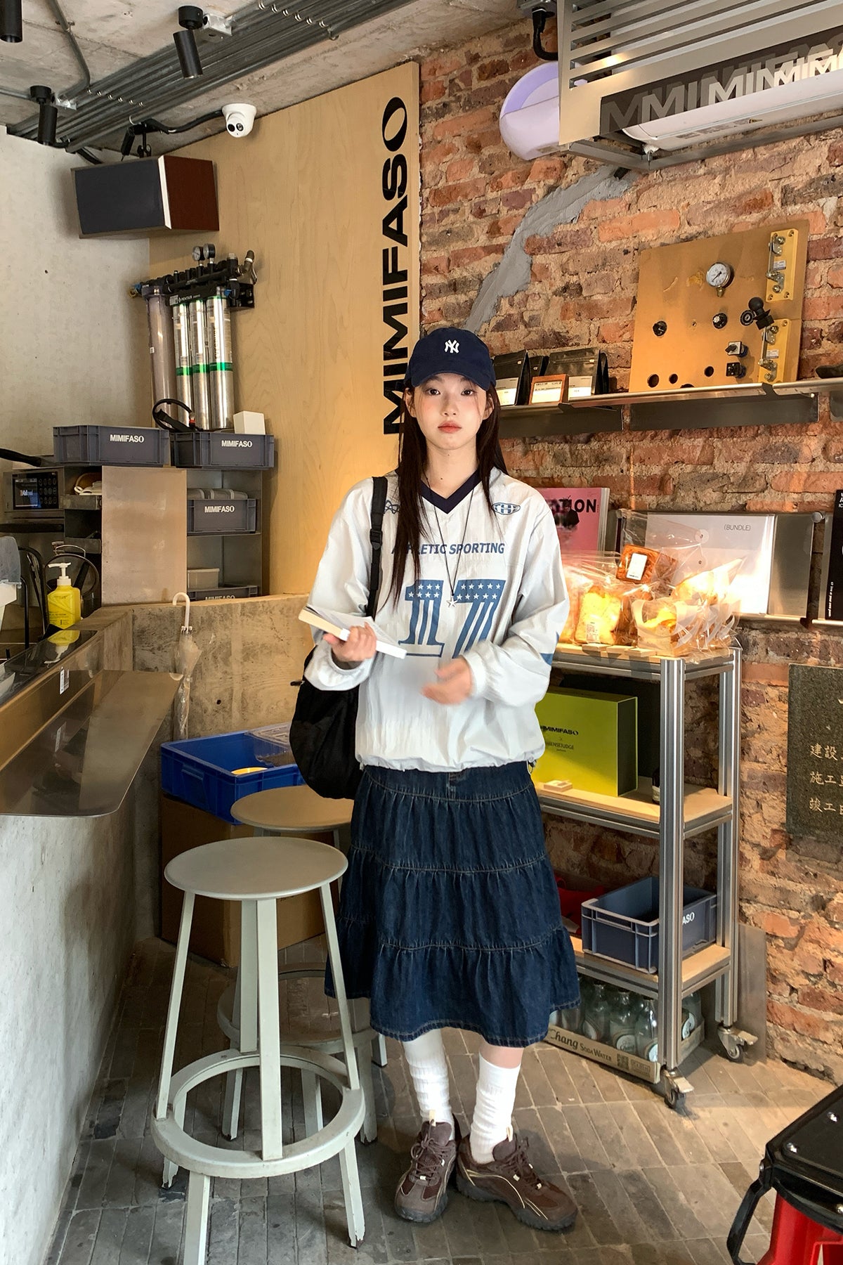 RAINY レトロウォッシュ加工のデニムハーフスカート アンブレラスカート 26SC13618X