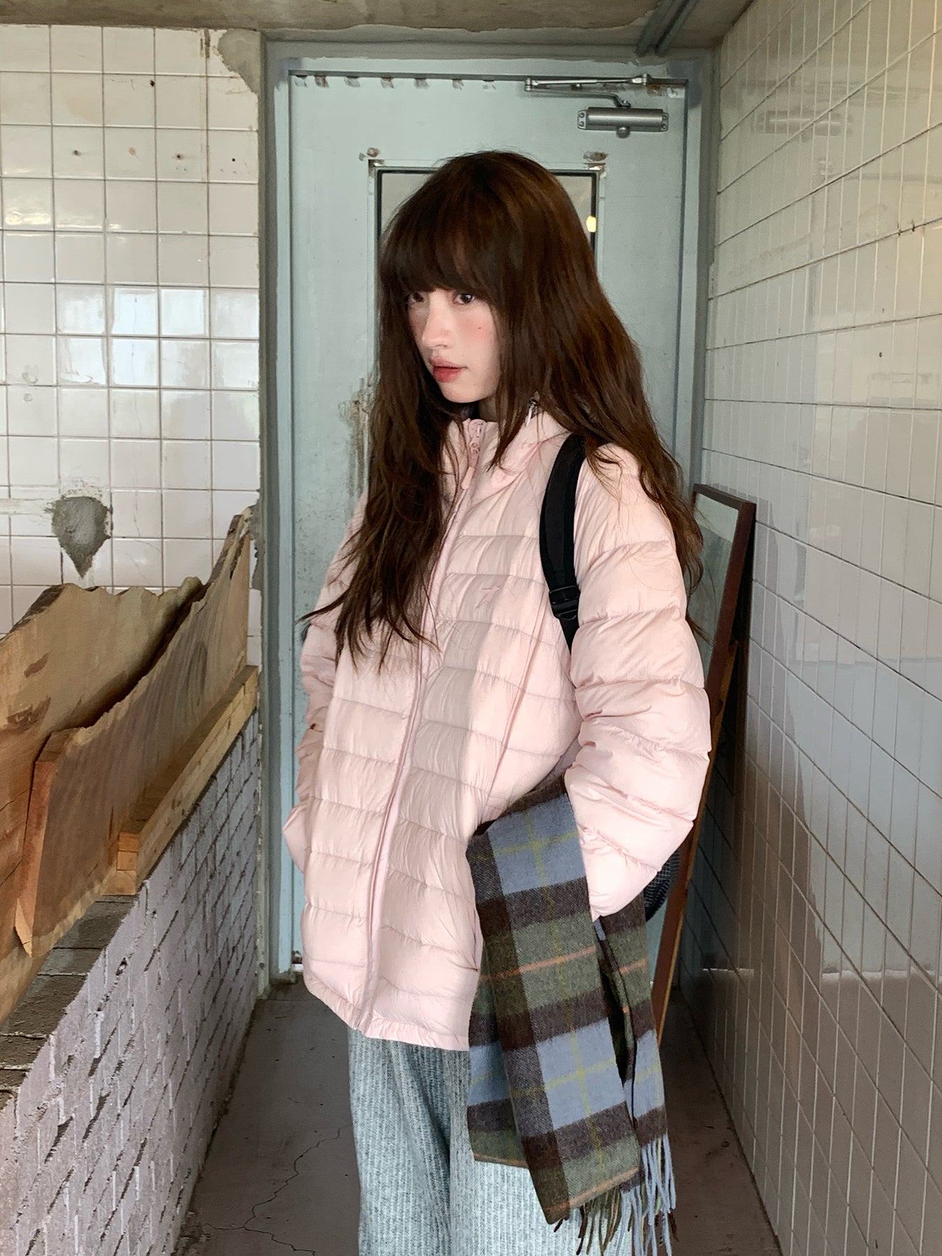 RAINY軽量連帽スペアリブダウンジャケット