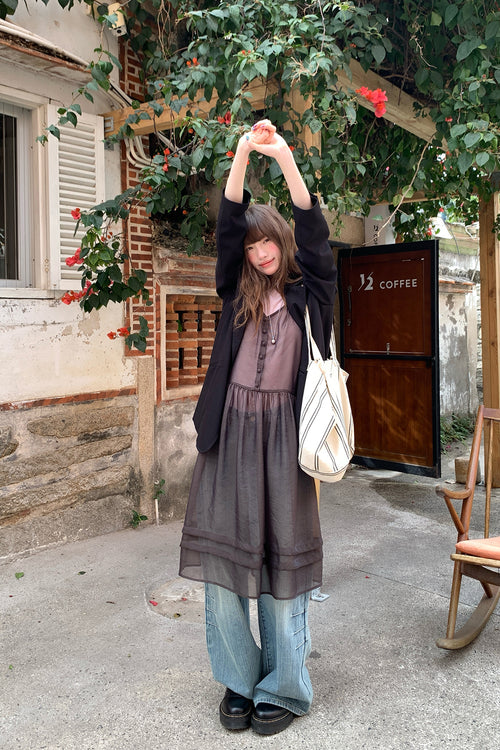 RAINY 森ガール風ドールカラー無地透かし彫りワンピース 26SC23612Q