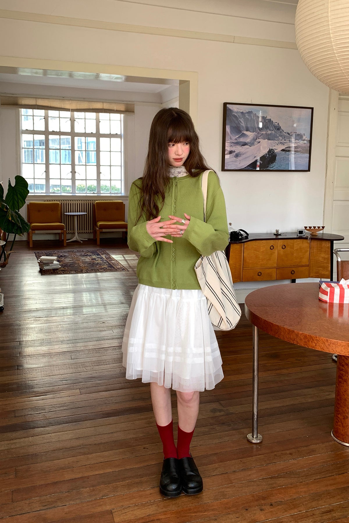 RAINY韓流Aライン少女感チュールおぼろショートスカート 26SC13638J