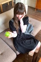 RAINY レトロで可愛い花柄半袖切り替えワンピース26SC23590Y