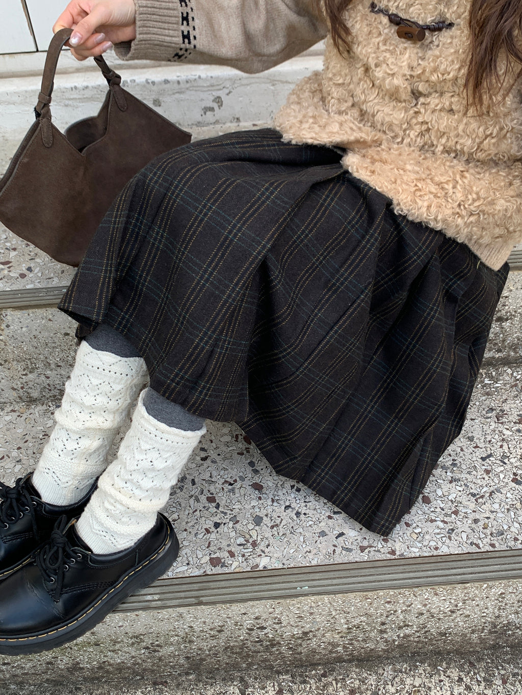 RAINY秋冬チェックプリーツスカート