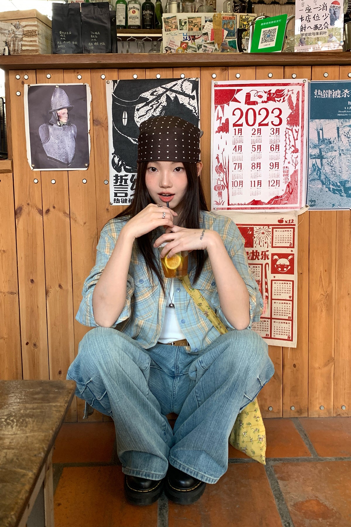 RAINY 韓国風文芸テイスト クラシックチェックシャツ 26SA43592Q