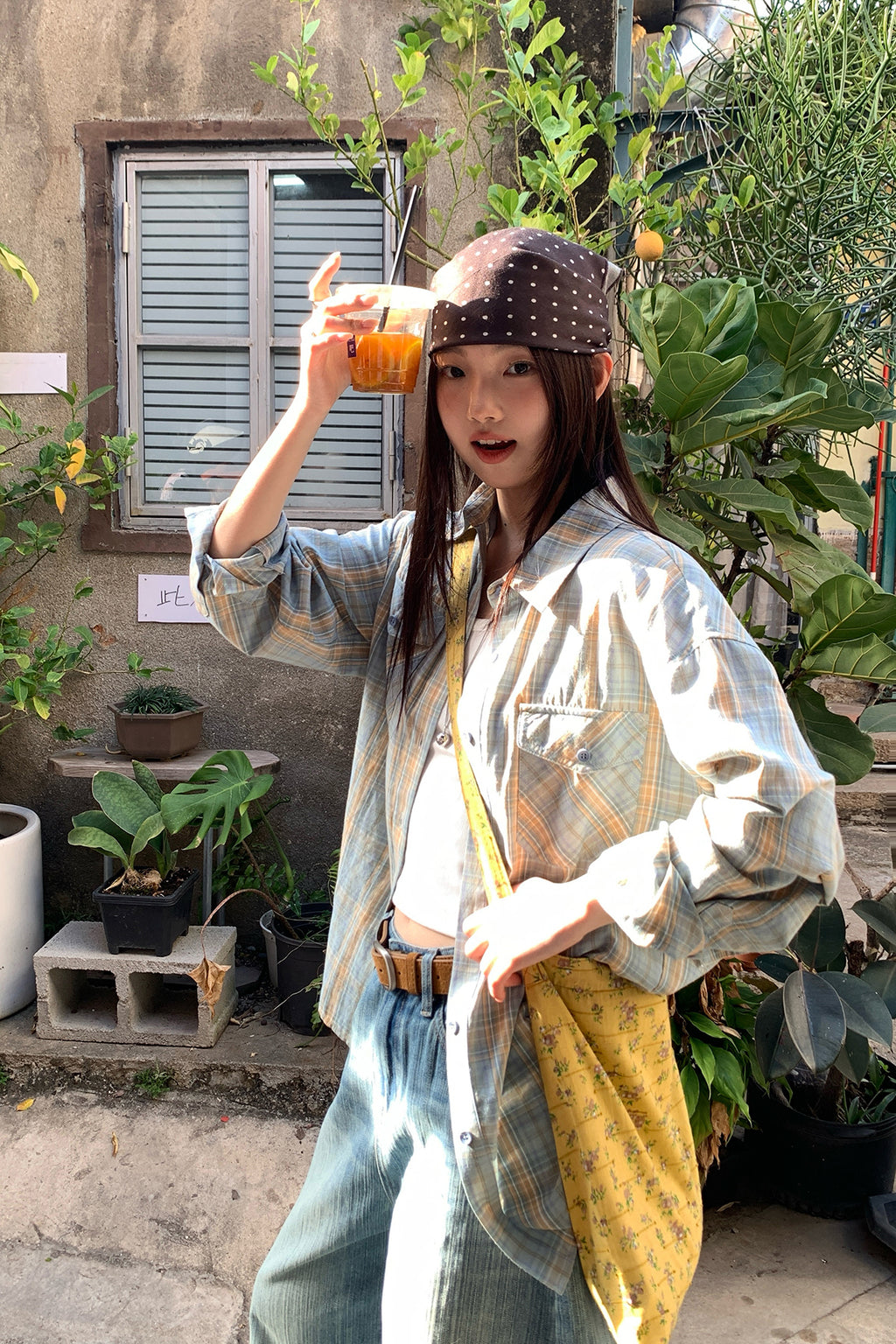 RAINY 韓国風文芸テイスト クラシックチェックシャツ 26SA43592Q