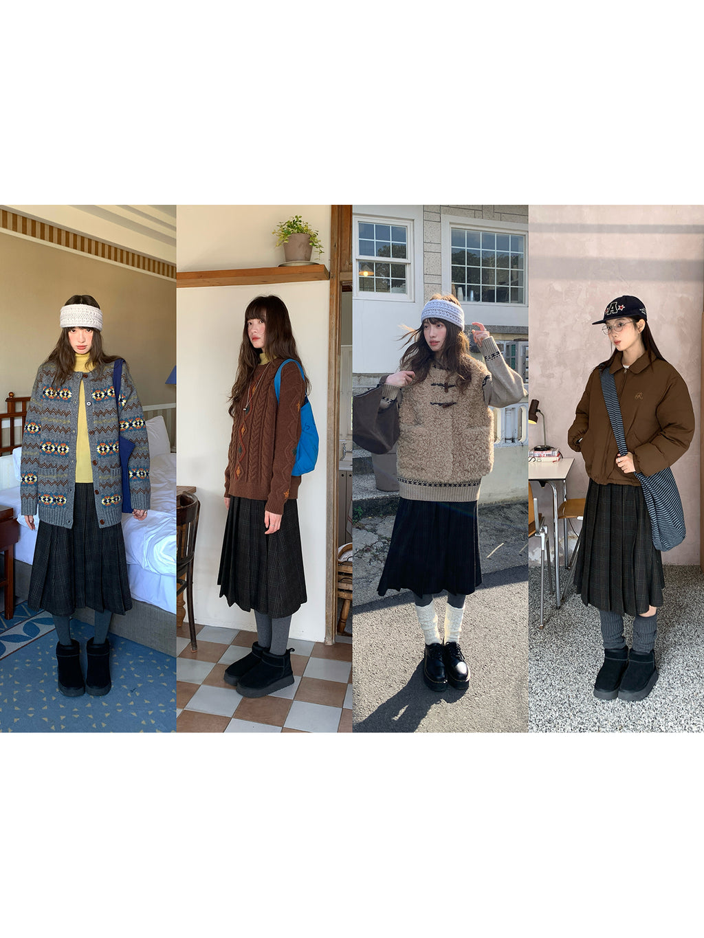 RAINY秋冬チェックプリーツスカート