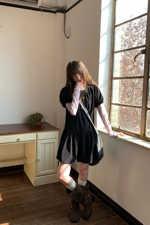 RAINY レトロで可愛い花柄半袖切り替えワンピース26SC23590Y