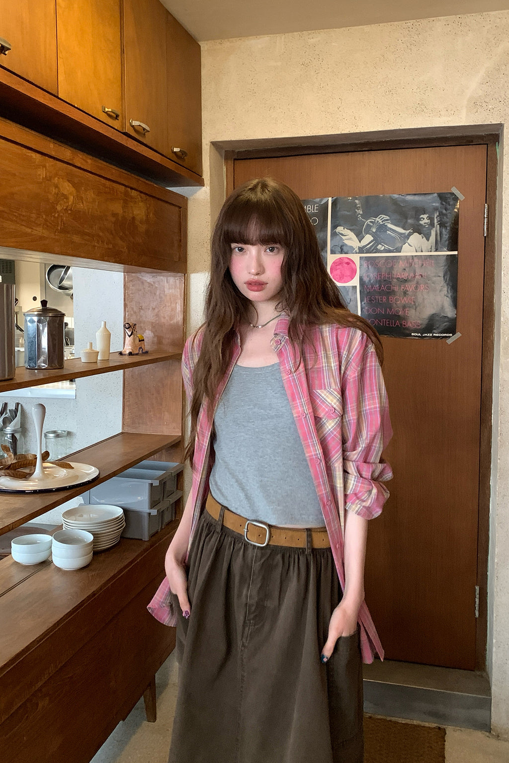 RAINY 韓国風文芸テイスト クラシックチェックシャツ 26SA43592Q