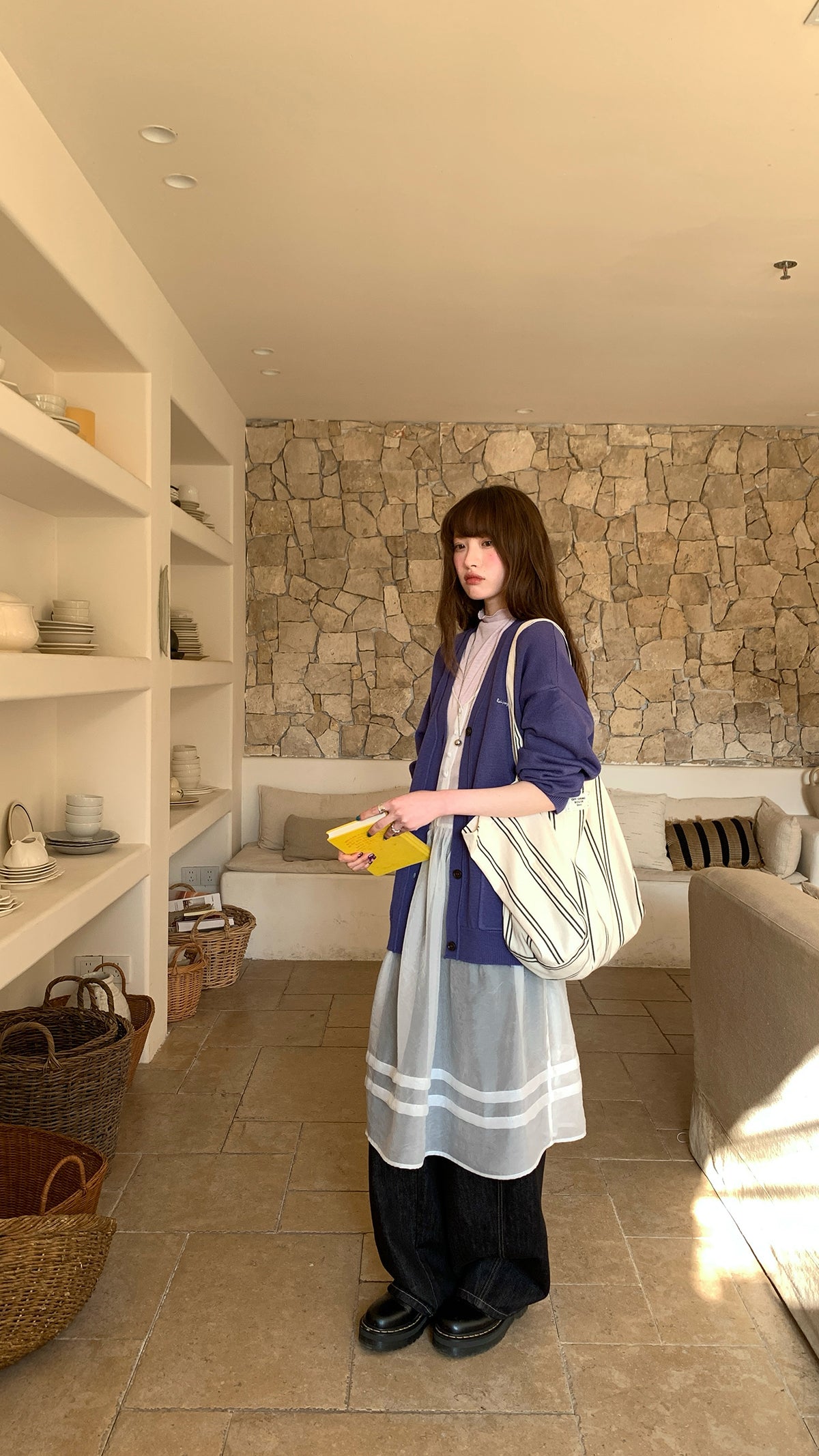 RAINY 韓国風無地重ね着薄手のシフォンキャミソールドレス26SC23672J