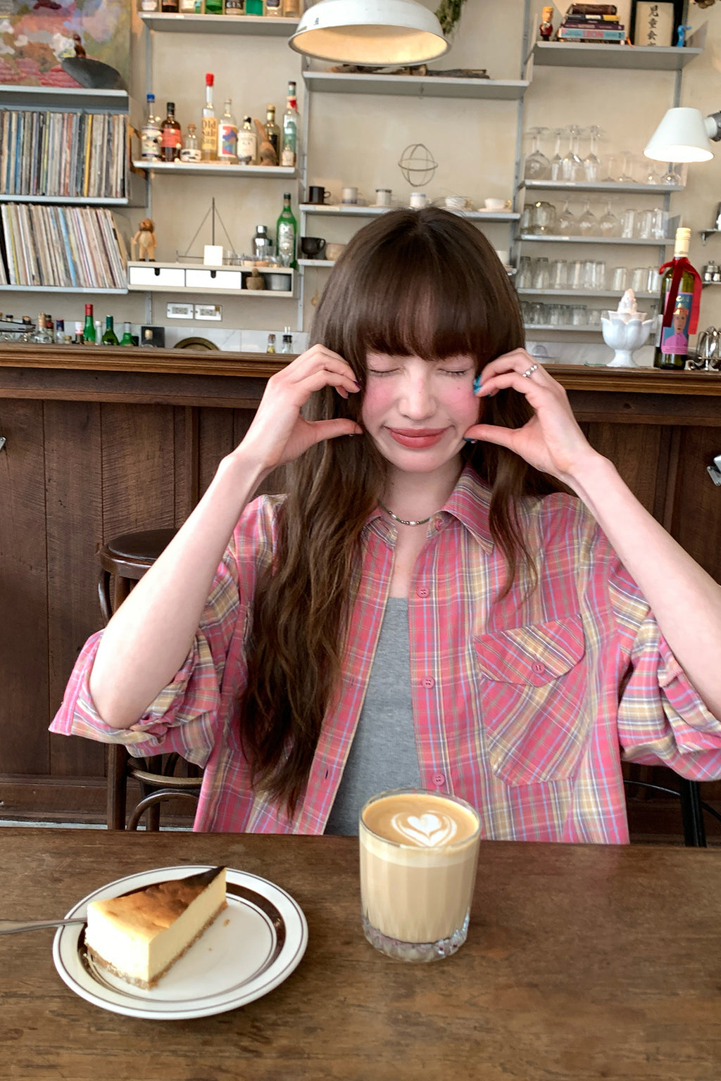 RAINY 韓国風文芸テイスト クラシックチェックシャツ 26SA43592Q