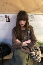 RAINY ニットクルーネック星透かし編み通気トップス26SA23670J