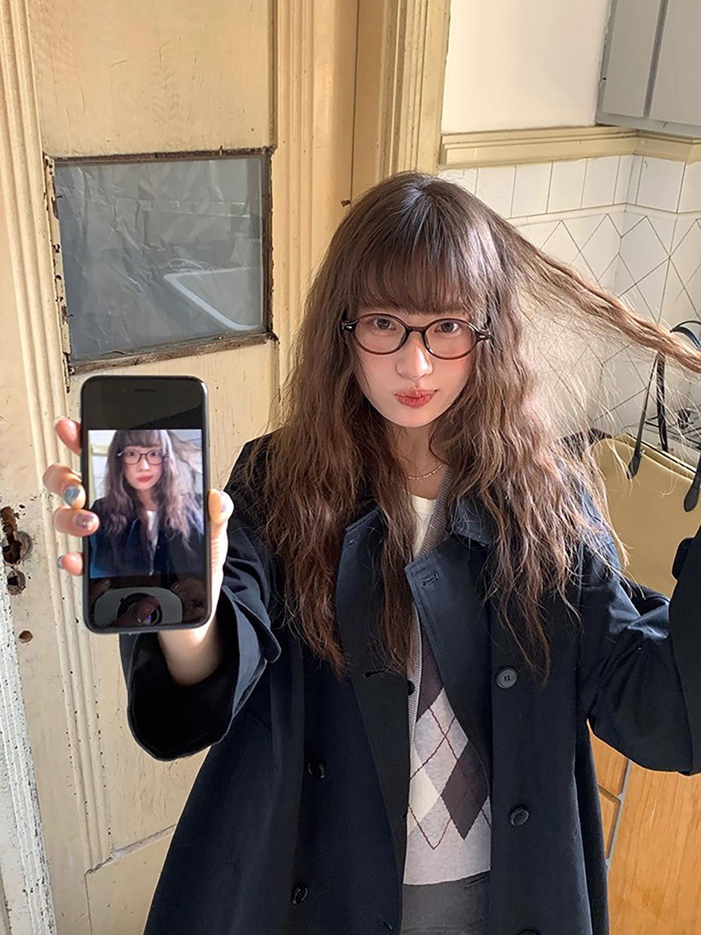 RAINY 韓国風デザイン ミドル丈 ピーターパンカラー トレンチコート レディース 春秋 ゆったりフィット ダブルブレスト 新スタイル ケープコート