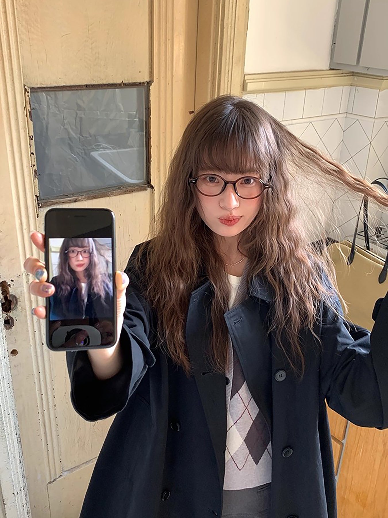 RAINY 韓国風デザイン ミドル丈 ピーターパンカラー トレンチコート レディース 春秋 ゆったりフィット ダブルブレスト 新スタイル ケープコート