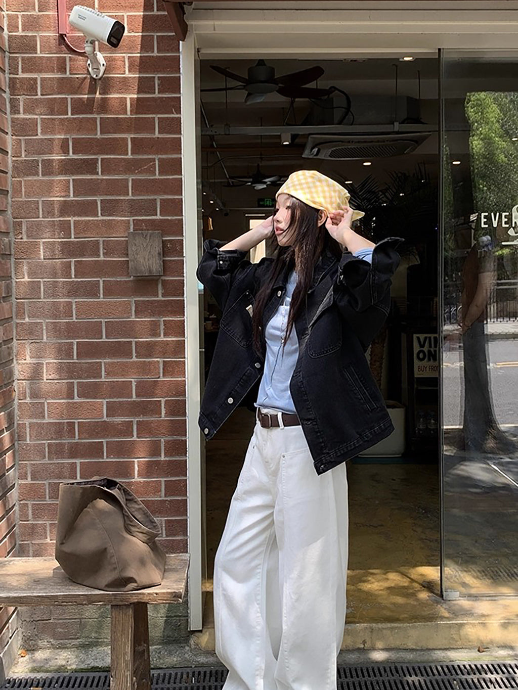 RAINY カーゴポケット クラシックストレートレッグ 万能スプリットジーンズ 春秋用 レディース レトロ ハイウエスト ルーズパンツ