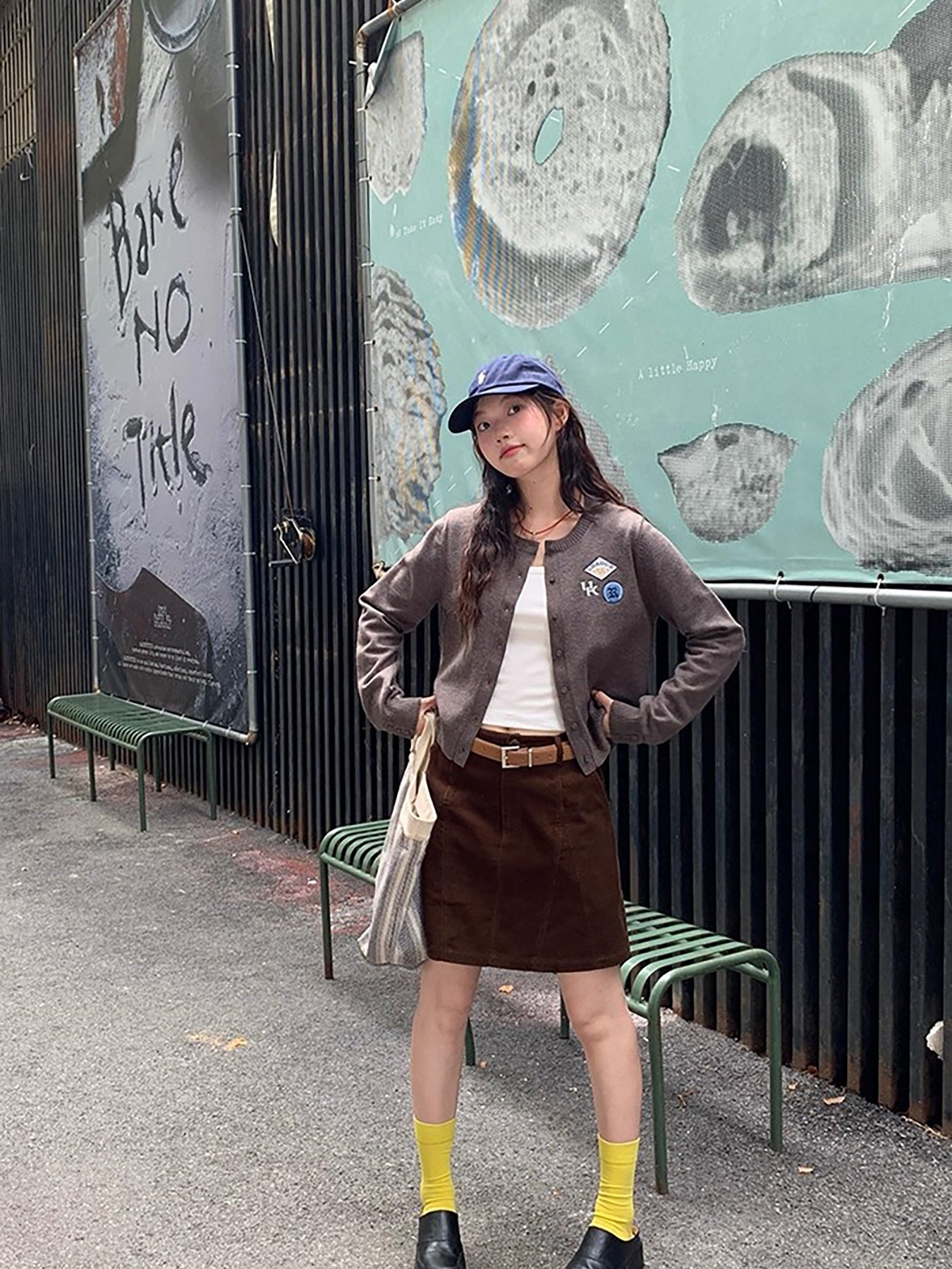 RAINY 复古氛围感灯芯绒半身裙春秋女宽松百搭a字高腰短款裙子