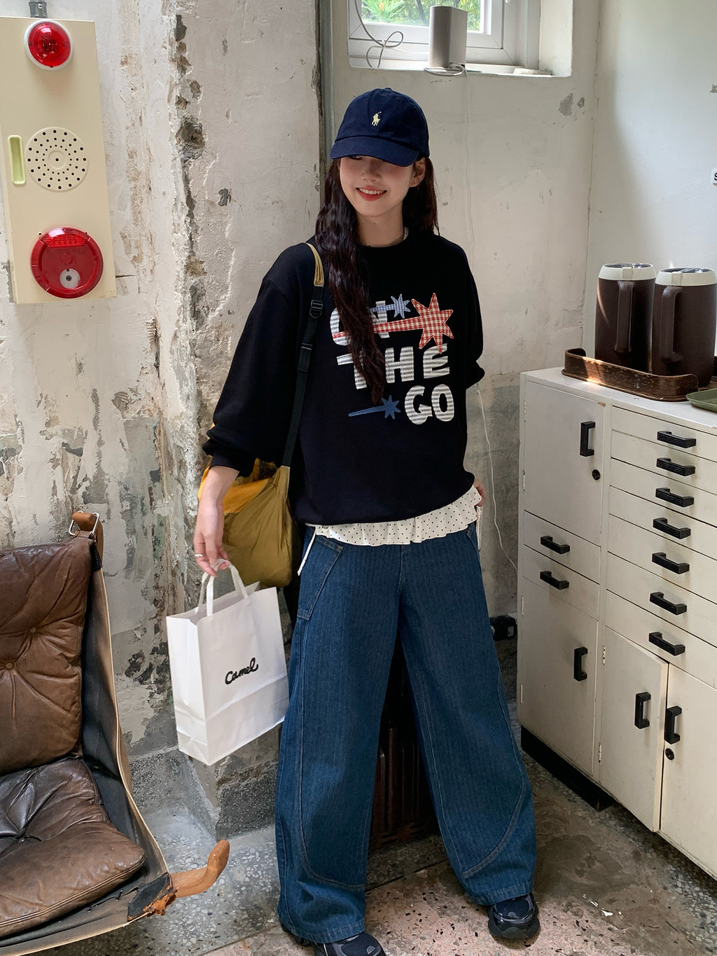 RAINYプレミアム暗めチェックのストレートジーンズ 25FB23377X