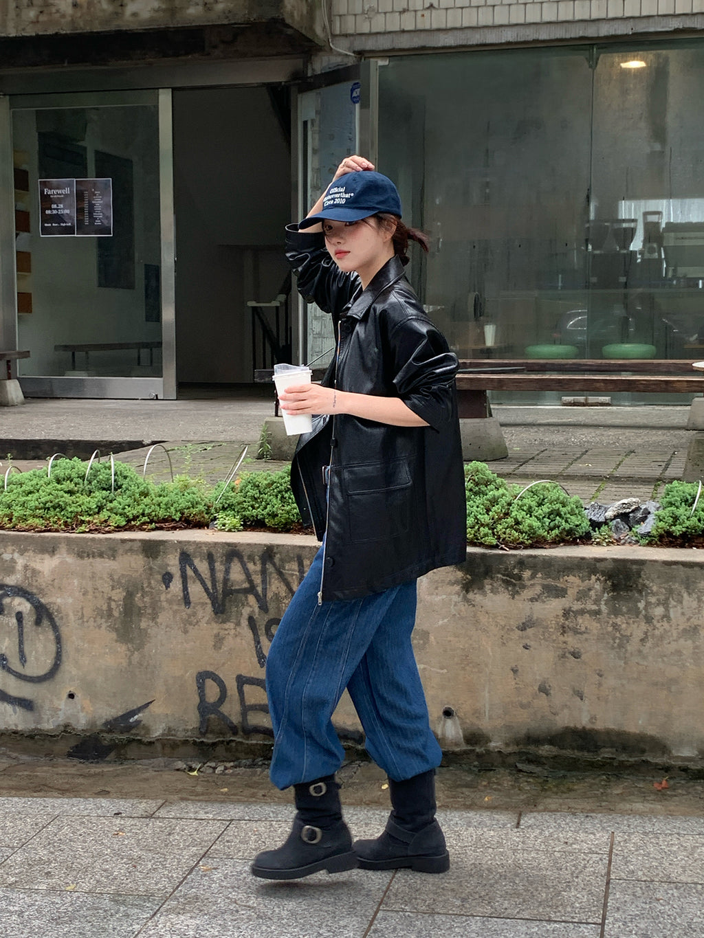RAINYプレミアム暗めチェックのストレートジーンズ 25FB23377X