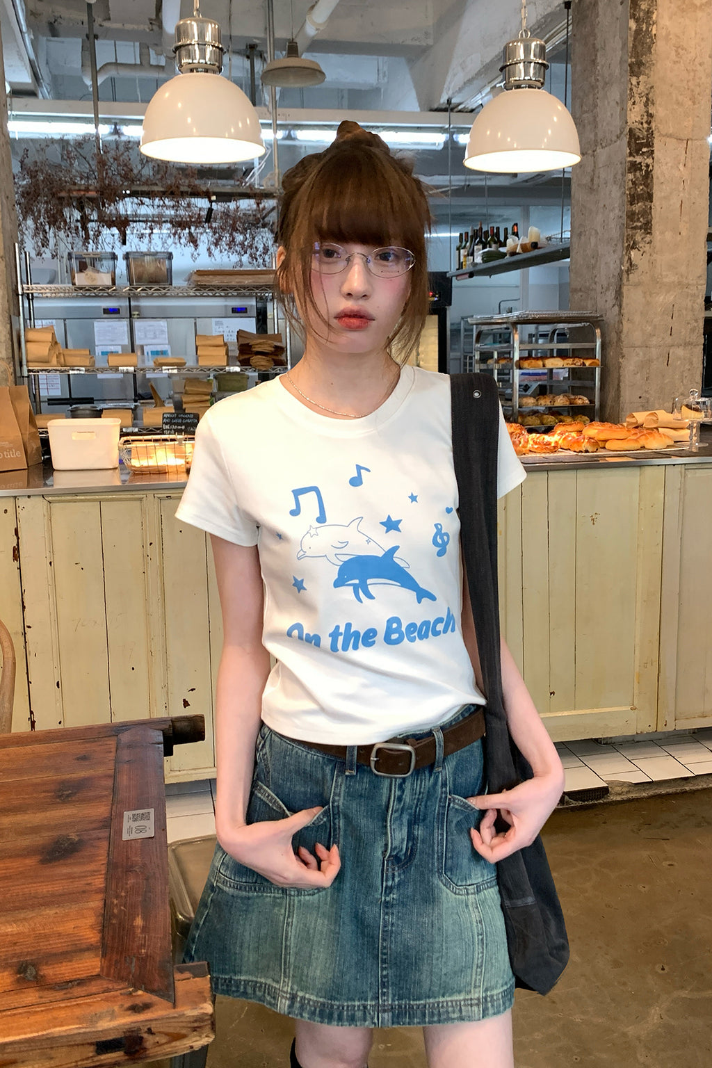 RAINYクルーネックイルカのアルファベットプリントTシャツ26SA23701Q