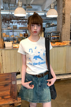 RAINYクルーネックイルカのアルファベットプリントTシャツ26SA23701Q