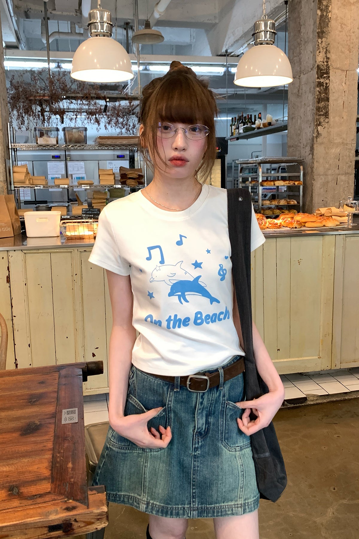 RAINYクルーネックイルカのアルファベットプリントTシャツ26SA23701Q