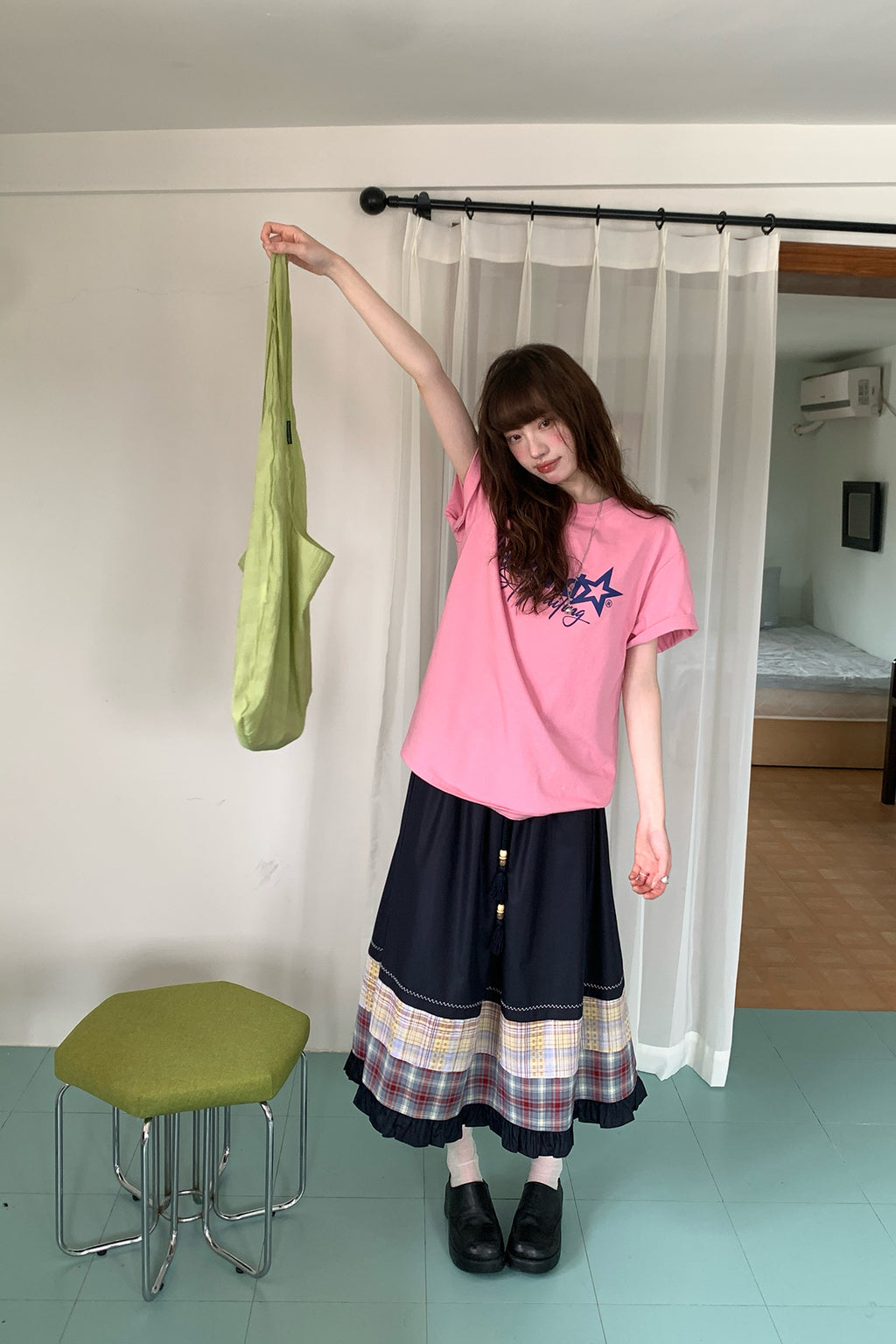 RAINYシンプルカジュアルアメリカンレトロプリントTシャツ26SA23762X