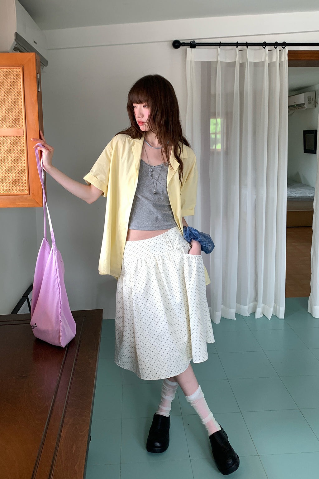 RAINYフレッシュカジュアルキューバ襟バックルブラウス26SA43752J