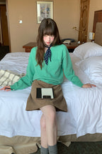 RAIN フェミニンVネック ベーシックニットセーター26FG13908J