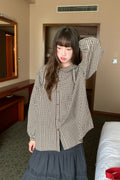 RAINY文芸古着感チェック柄ドールネックシャツ 26FA43931Q