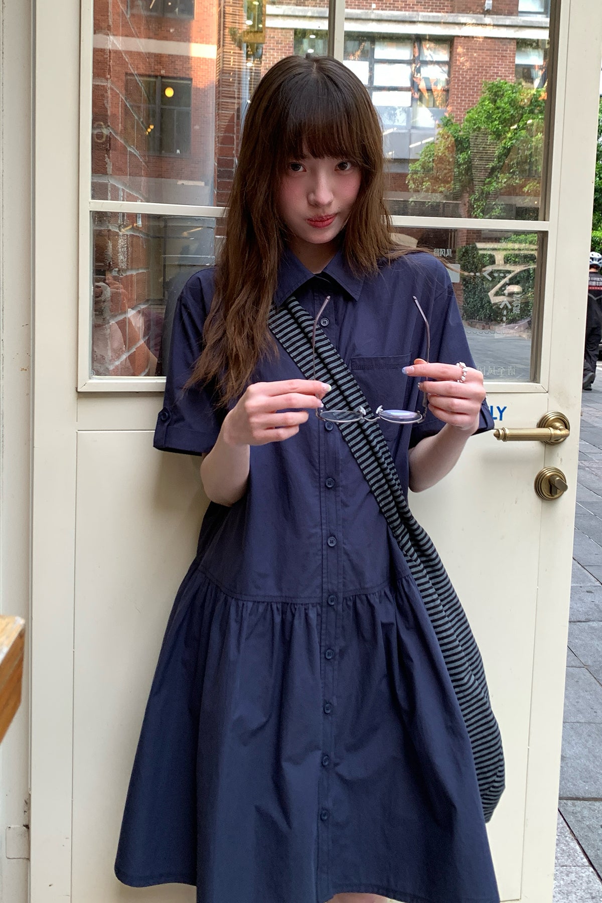 RAINYカレッジ風カジュアルシングルボタンシャツスカート26SC23767S