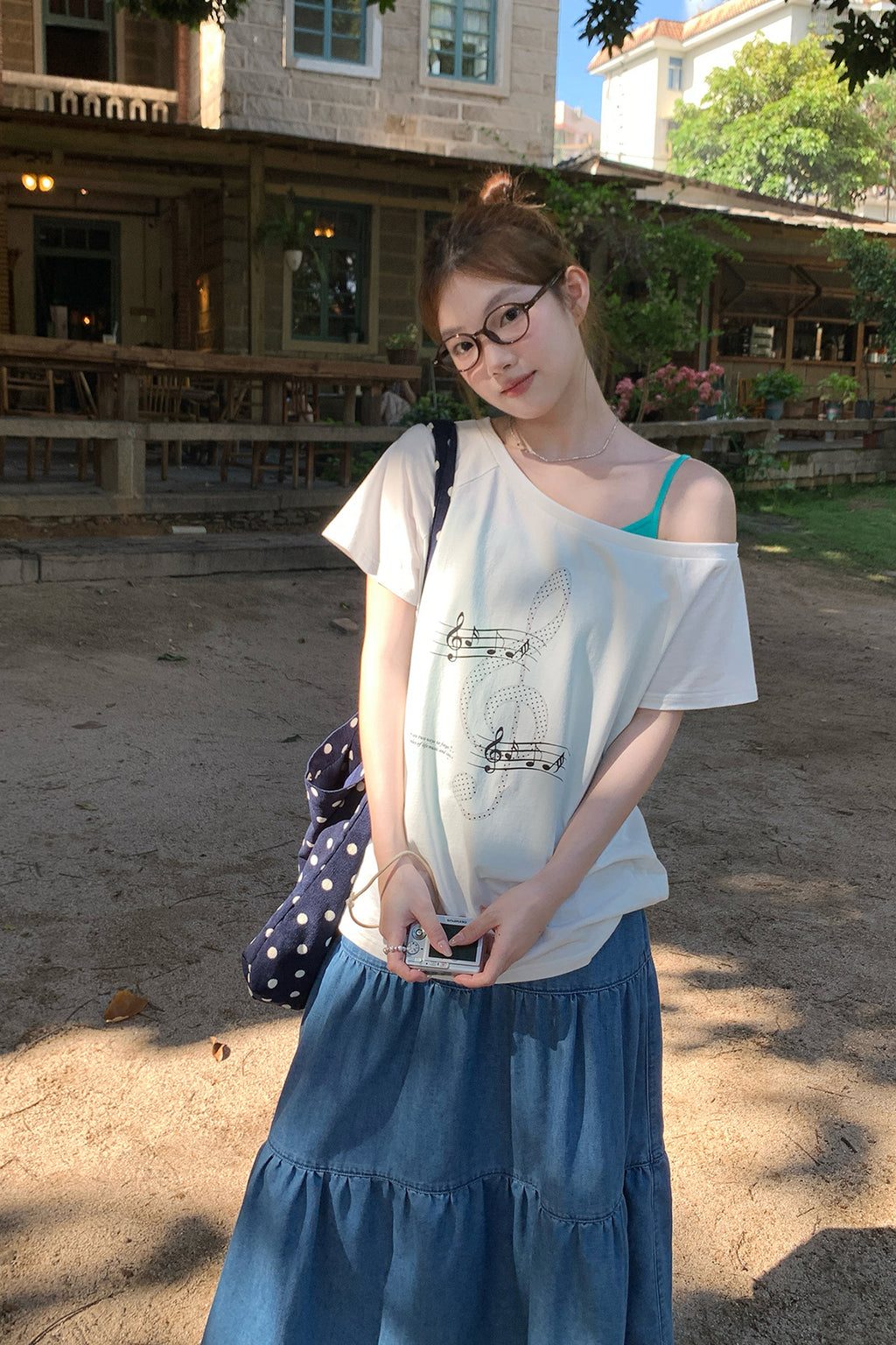 RAINY韓系音符ショルダーTシャツ26SA23888X