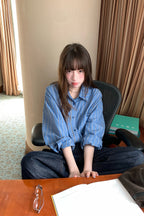 RAINY 定番ストライプ合わせやすいシャツ 切り替えフリップカラー配色シャツ 26WA43949X