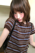 RAINY韓系レトロガーリーなインパクトカラーシンプルTシャツ26SA43750Q