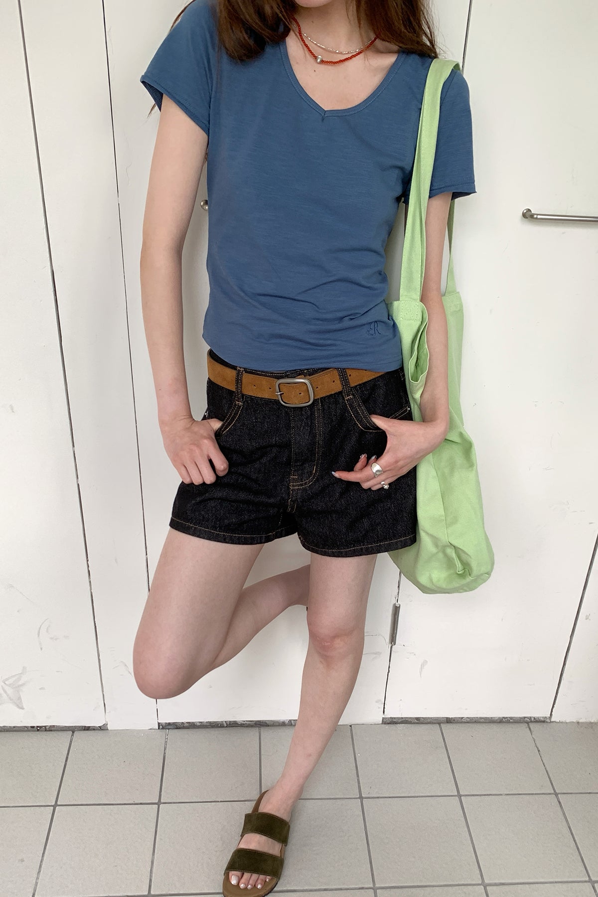 RAINY竹節VネックTシャツ26SA23817Q
