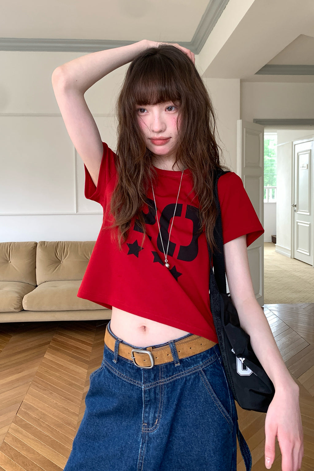 RAINYデジタルプリントラウンドネック半袖Tシャツ26SA23739Y