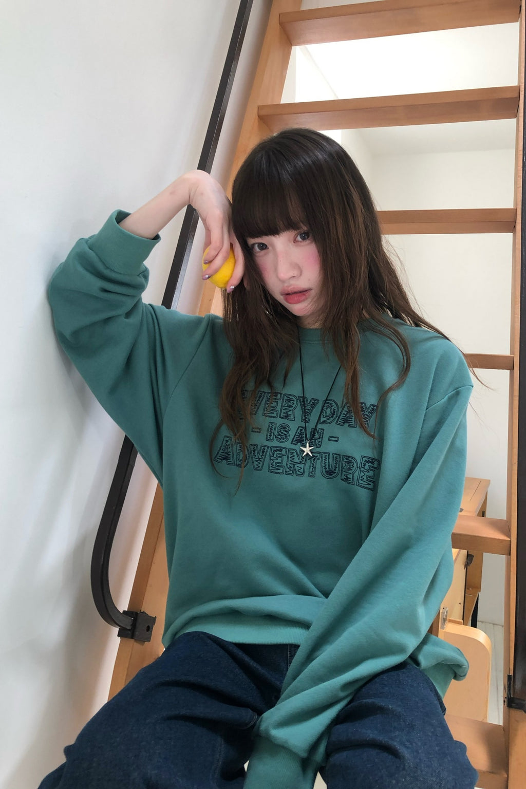 RAINYシンプルなアルファベットプリントのクルーネックパーカー 26FA63957Q