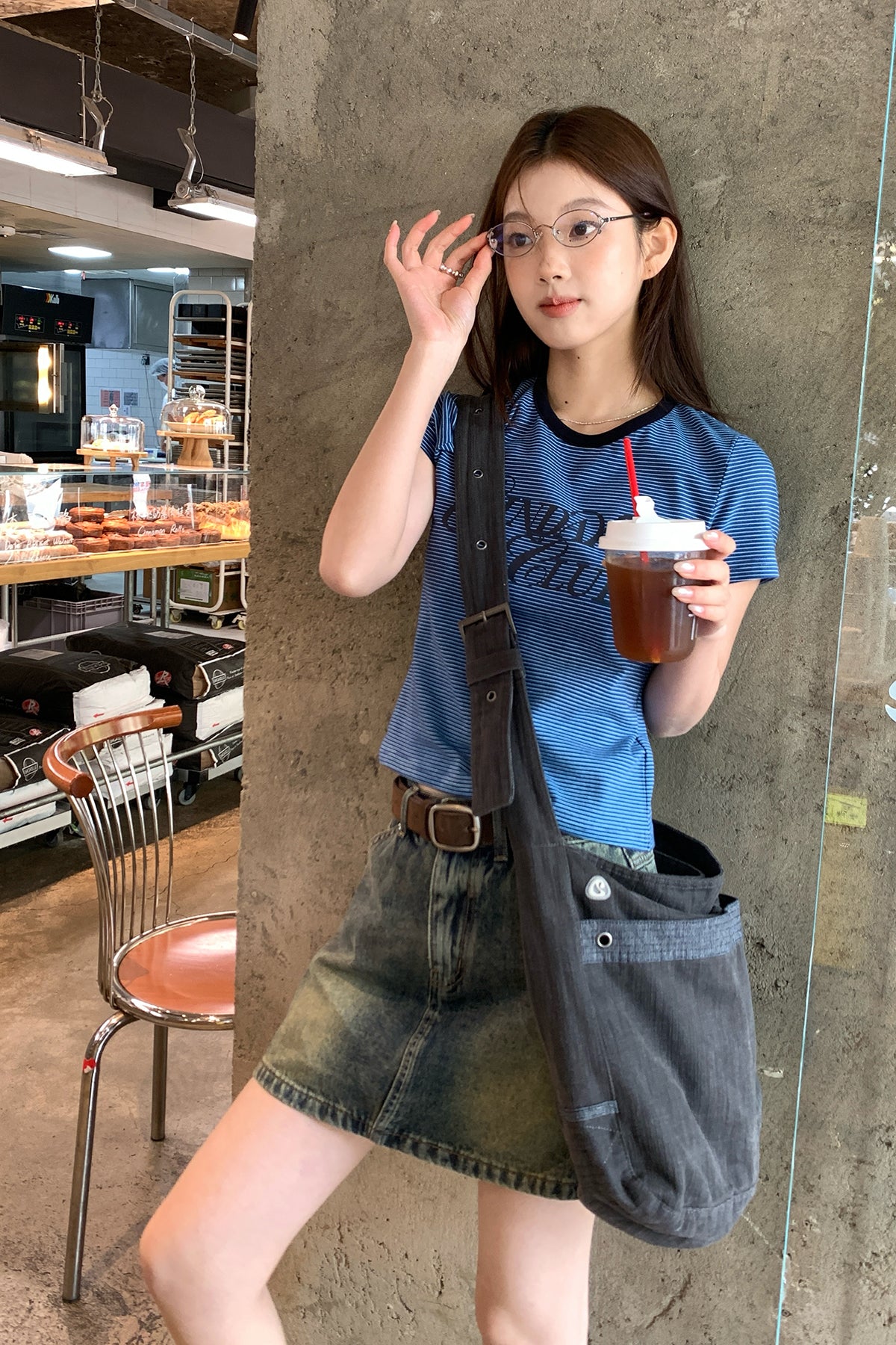 RAINYレトロ風アルファベットプリント半袖Tシャツ26SA23792X