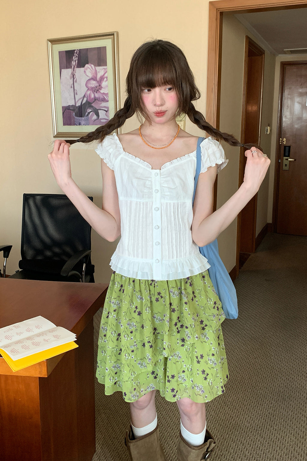 RAINY夏の明媚感変則半身スカート26SC13706J