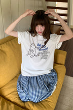 RAINY 韓国風カワイイキュートな猫柄ラウンドネックTシャツ26SA23793X