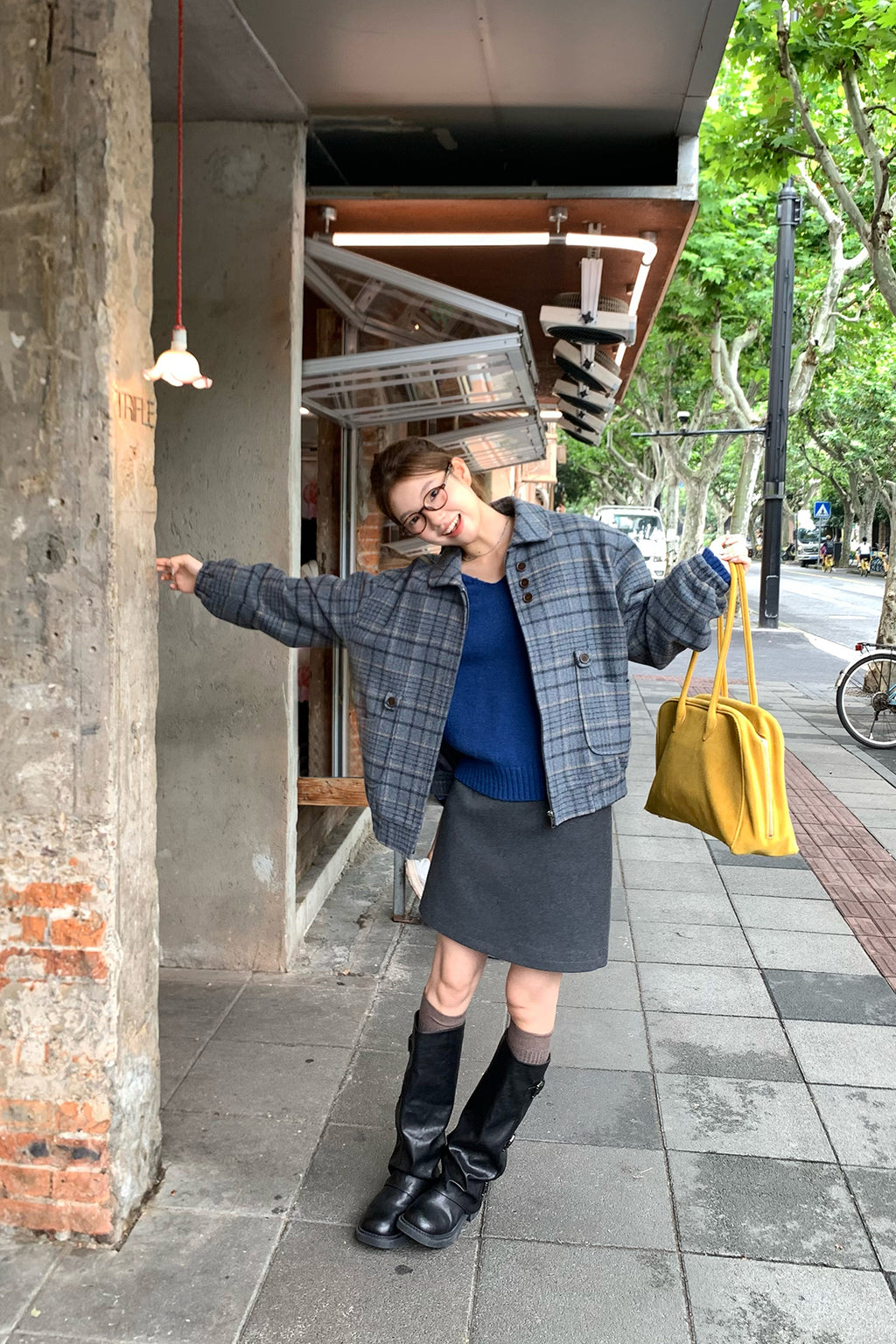RAINY 韓国風合わせやすいベルトループ付きAラインワンピース ゆったりストレートスカート 26WC13994J