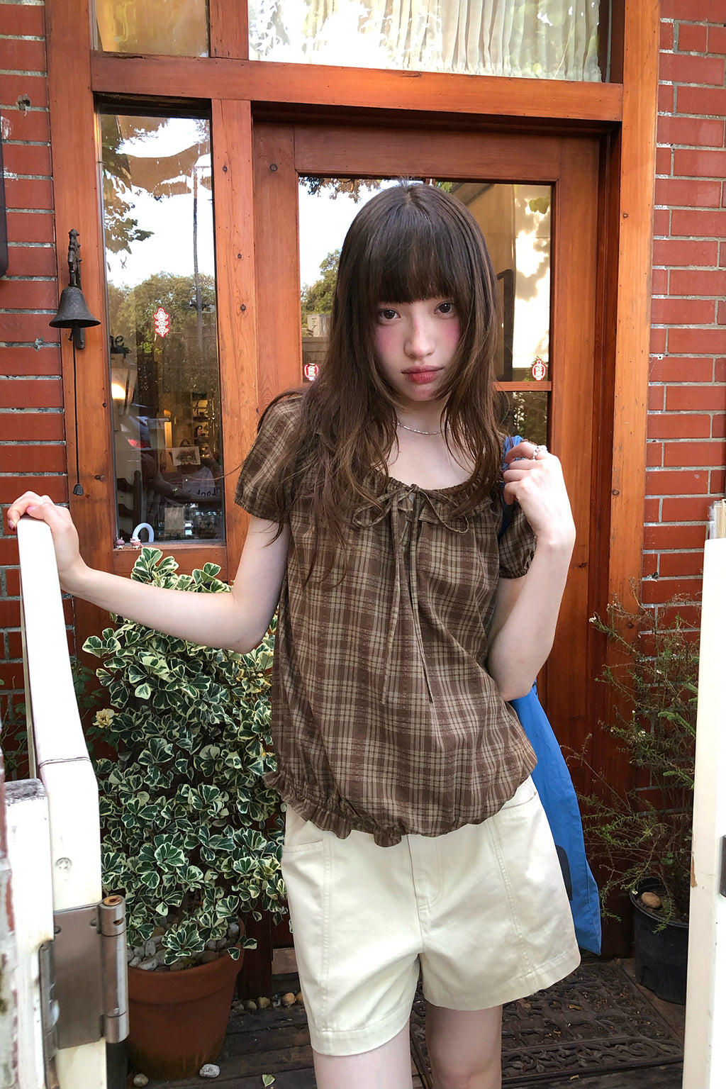 RAINY木耳レース襟チェックシャツ26SA43863S